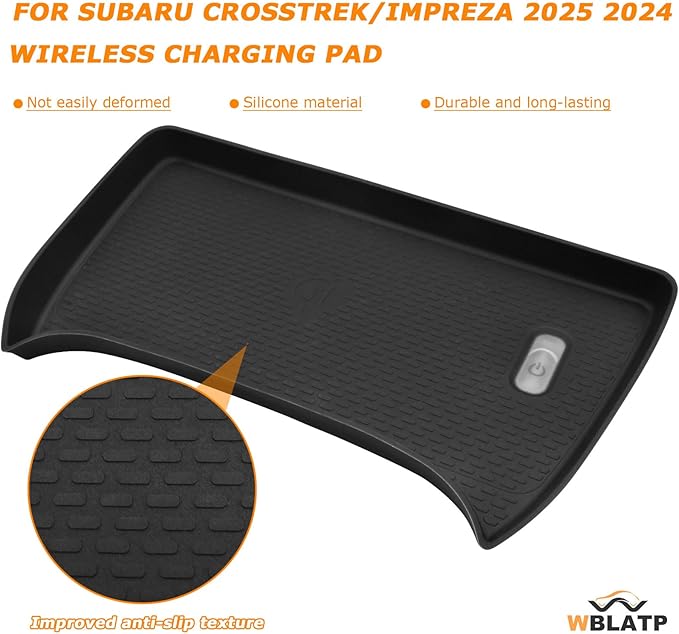 Wireless Charging Protective Pad For Subaru Crosstrek 2026 2025 2024 Car Accessories Wireless Charger Anti-Slip Mat Cordless Charger Heat Insulating Silicone Material Non Slip Waterproof Easy to Clean