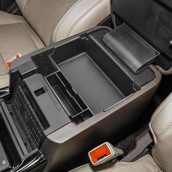 Center Console Organizer Compatible with Ford Explorer 2020 2021 2022 2023 2024 2025 2026 Interior Accessories, Coin Holder Armrest Secondary Storage Box Container Insert Divider Tray, Black