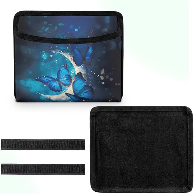 Blue Butterfly Car Organizer Storage Between Seats Front Back Seat Storage Pocket for Car Universal Auto Console Door Window Storage Bag Interior Organizer Holder for Phone Sunglasses