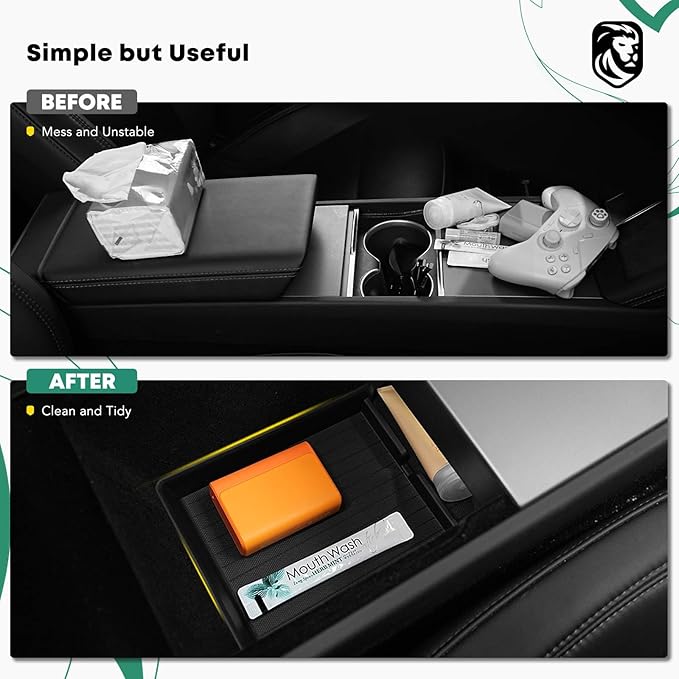YHTAUTO Center Console Organizer Compatible with Tesla Model Y Juniper 2025 2026(Premium & Performance),Tesla Model 3 Highland 2024 2025 2026, TPE Hidden Storage Box, Car Storage Organizer Accessories