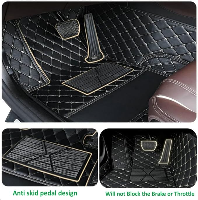 Custom Personalized Floor Mats for Cars，Luxury Full Coverage All Car Floor Mats，Anti-Slip Leather Car Mat Set ，Custom Floor Mats for 99% of Cars, Trucks & SUVs. (Black)