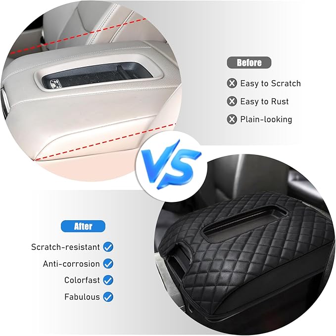 Center Console Armrest Cover for Cadillac Escalade 2015 2016 2017 2018 2019 2020 Accessories, Leather Armrest Lid Cushion Pad, Armrest Seat Box Cover Mat (Style A)