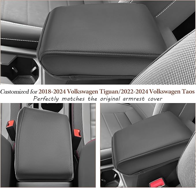 SKTU 2024 Tiguan/ 2024 2025 2026 Taos Center Console Cover for 2018-2024 Volkswagen Tiguan/ 2022-2026 Volkswagen Taos Armrest Cover 2024 2025 2026 VW Taos Accessories Center Console Cushion