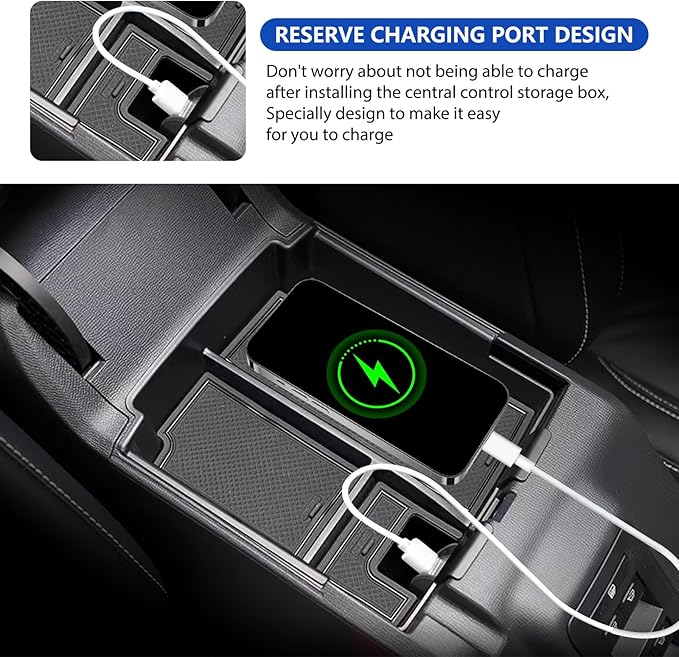 YJQLZK 2025 Upgraded Center Console Organizer Tray Fit for Ford Bronco 2025 4-Door Full Size, Organizer Armrest Storage Box for Bronco Accessories 2025 (Not for 2 Door & Sport)