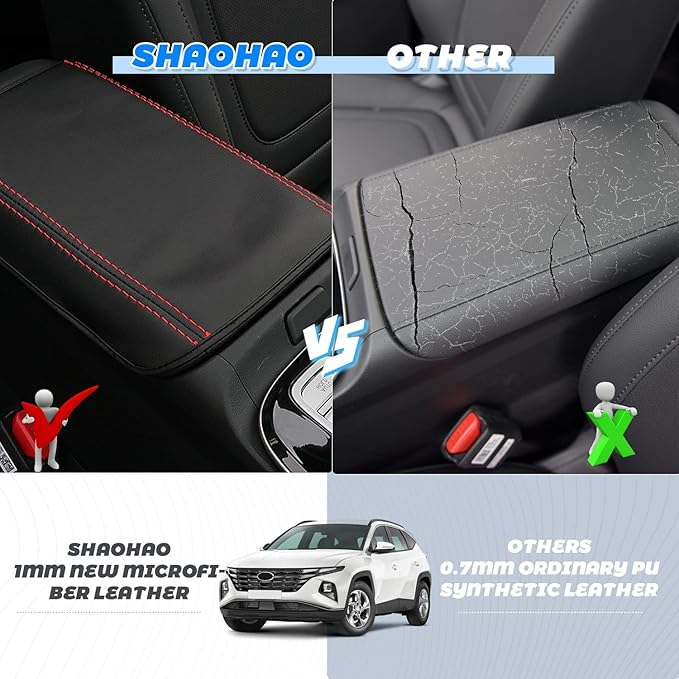 SHAOHAO Car Armrest Cover for 2022 2023 2024 Hyundai Santa Cruz Accessories 2022 2023 2024 Santa Cruz SE/SEL/Night/SEL Premium/Limited Center Console Cover Armrest Protector Elbow Arm Rest Comfort Pad
