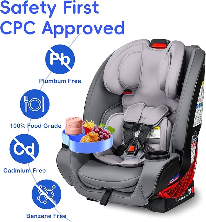 [2 Packs] Kids Car Seat Tray, Travel Tray with Cup Holder for Toddler Baby, Kids Car Seat Food Snack Organizer for Road Trip, Stroller snack, travel must haves - Blue