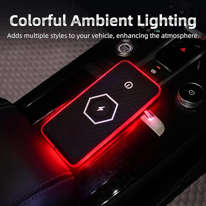 General Wireless Phone Charging Pad with Lighting Silicone Dual Charging Ports Quick Charger Station 15W Adapter for Smartphone Phone (Type-C with Cigarette Lighter Adapter)