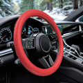WOCOCN Car Steering Wheel Cover, Thin Anti-Skid Silicone Steering Wheel Cover for Men & Women, Universal Automotive Interior Accessories for Most Cars (Red)