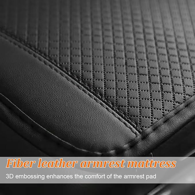 Car Center Console Cover, PU Leather Vehicle Armrest Seat Box Cover Protector, Comfortable Automotive Interior Arm Rest Cushion Pad Accessories, Universal for SUV Sedan Truck (Black)