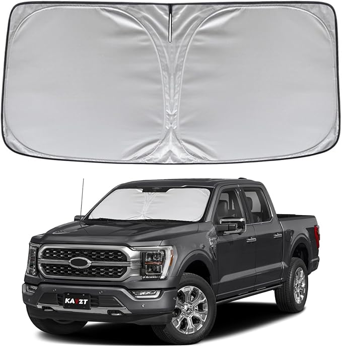 KAYZT Windshield Sun Shade for Ford F150 2021-2025 2026 Super Crew Cab, Super Cab, Regular Cab Foldable Sunshade Front Window Custom Fit Accessories