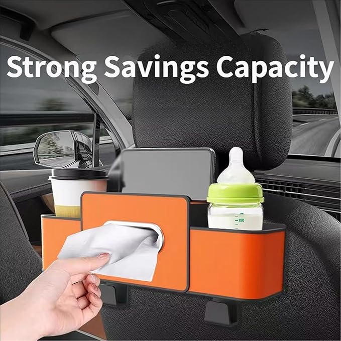 Car Organizers and Storage Box Behind Seat, Car Organizers and Storage Back Seat, With Multiple Pockets, Hanging Car Seat Storage Travel Essentials, Snacks, Bottles (White)