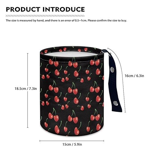 Brosoneto Red Cherry Car Trash Can - Cute，Portable,Collapsible Back Seat, Front Console, Floor, or Hanging Headrest Waste Basket Car Garbage Bag