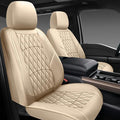 NS YOLO Leather Car Seat Covers,Universal Fit for Most Cars,SUVs and Sedans,Waterproof Luxury Leatherette Cushions, 5 Seats Protectors (Beige, Full Set-5 Seats(Front and Rear))