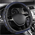 Car Steering Wheel Cover, 15 Inch Leather D-Shaped Comfy Grip Steering Wheel Protector, Anti-Slip Steering Wheel Cover with 3D Honeycomb for Most Vehicles, Car Accessories (Blue)