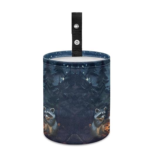 Brosoneto Camping Raccoon Galaxy Hanging Portable Car Printed Car Accessories Interior Universal Collapsible Back Seat, Front Console, Floor, or Hanging Headrest Waste Basket