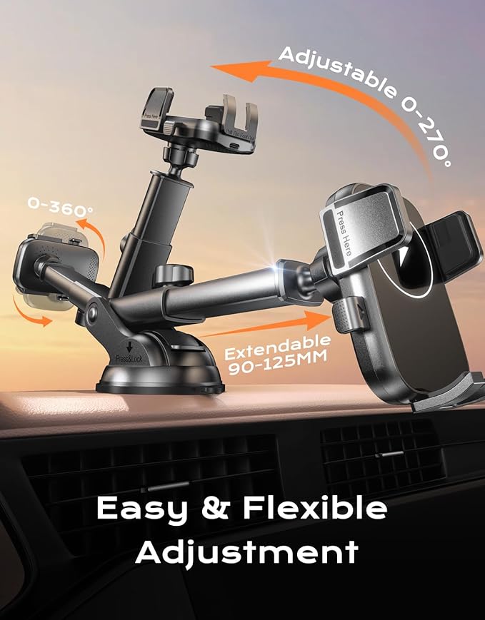 Niweya Wireless Car Charger, [15W Fast Charging] Car Phone Mount with Upgrade Suction, Car Phone Holder Charger for Dashboard Windshield Compatible with iPhone 17/16/15 Pro Max, Galaxy S25/S24 Ultra