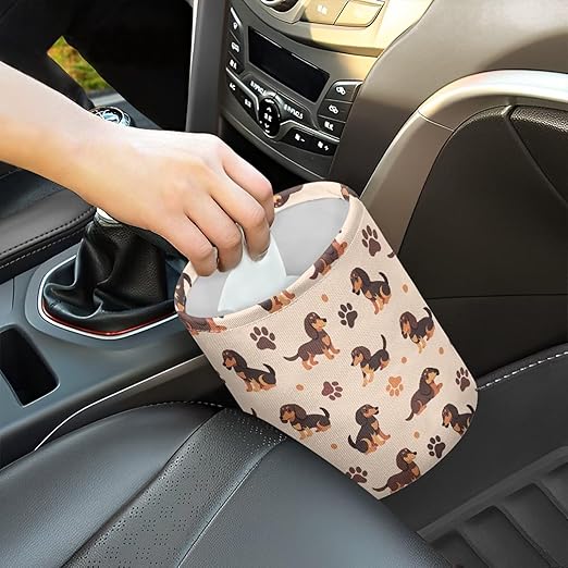 Dachshunds Car Trash Bin Hanging, Waste Basket - Cute, Portable, Collapsible, Waterproof Rubbish Bag for Back Seat, Hanging Headrest