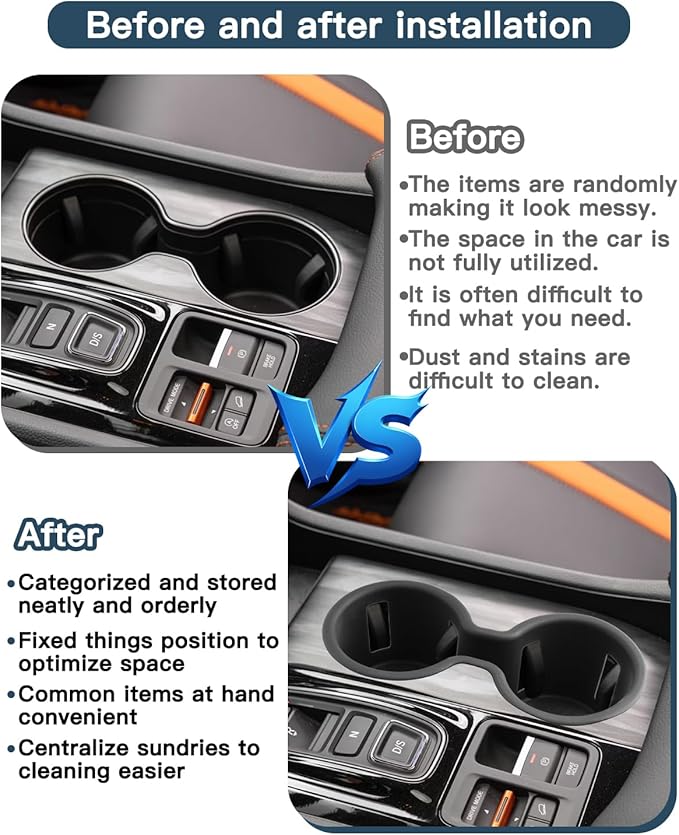 Ruiya 2026 Passport Console Organizer,for 2026 Honda Passport Accessories Cup Holder & Armrest Console Organizer Compatible with 2026 Honda Passport RTL/TrailSport/TrailSport Elite(2 Packs)