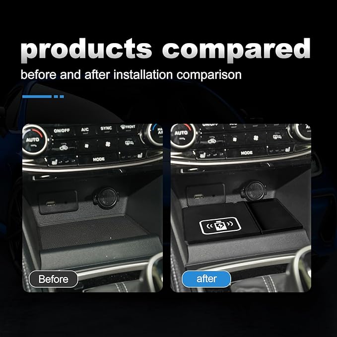 KUNGKIC for Subaru Impreza XV Crosstrek GK GT 2016 2017 2018 2019 2020 2021 2022 Car Wireless Charging Pad Dual Charging Car Phone Charger USB 3.0 Type C Silicone Material Interior Accessories Black