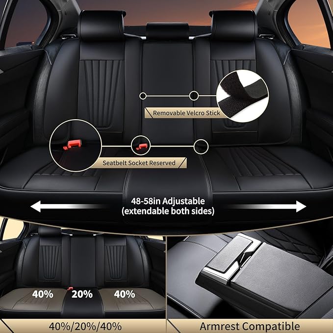 FLORICH Car Seat Covers, Black Leather Car Seat Covers Front Seats, Premium Leatherette Car Seat Cushion for Cars, Automotive Seat Protectors Universal Fit for Most Sedans Cars SUV Trucks