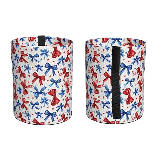 Patriotic Bow Car Trash Can Leak-Proof Waterproof Hanging Trash Bin Collapsible Garbage Can for Car Accessories Travelling Camping