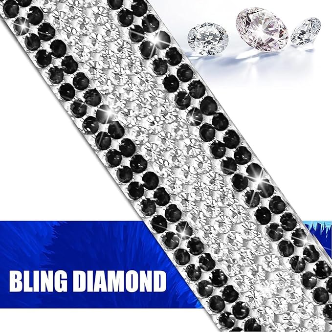 Mandark 8PCS Bling Car Door Handle Protector, Crystal Rhinestone Vehicle Door Bowl Protective Sticker, Glitter Anti-Scratch Auto Decor Decals Accessories, Universal for SUV, Sedan, Truck (Black/White)