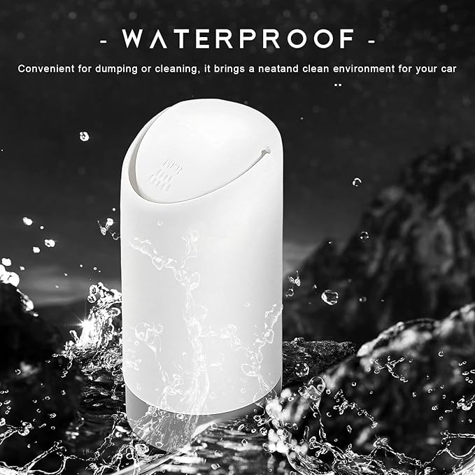 2PCS Mini Car Trash Can with Lid, Portable Silicone Auto Garbage Container for Cup Holder, Multipurpose Trash Bin for Car Home Office, Waterproof Leakproof Small Vehicle Trash Can (Black+White)