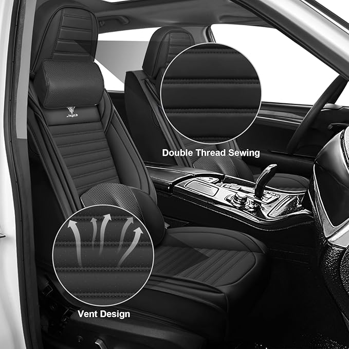 ARTIBY Seat Covers Full Set Custom Fit for Mitsubishi Outlander 2004-2025, Deluxe Waterproof Car Seat Cover, Breathable and Comfortable Leather Cushion Cover, Auto Interior Accessories (Black)