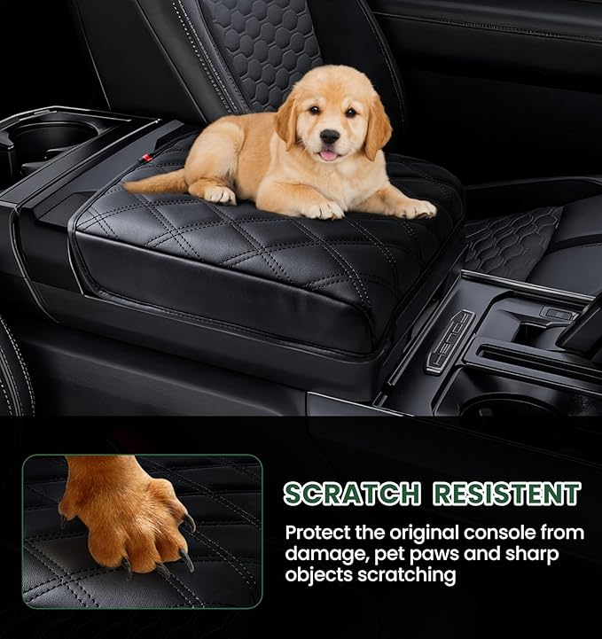 Center Console Cover for 2021-2025 Ford F150 Truck Interior Accessories, 2022-2025 F150 Lightning Armrest Middle Console Cover Anti-Scratch Protector Cushion Pad (Only for Work Surface Console)