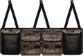 SEANATIVE Brown Snake Skin Back Seat Trunk Organizer Hanging Car Organizer Trunk Foldable Cargo Storage with 4 Large Pockets 3 Adjustable Straps Car Interior Accessories 37.01x11.81inch