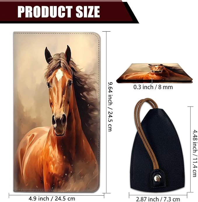 Yuxcfhjfe Car Registration and Insurance Holder, PU Leather Auto Document Holder for Men&Women, Vehicle Glove Box Compartment Organizer with Magnetic Shut for Driver's License, Horse Pattern