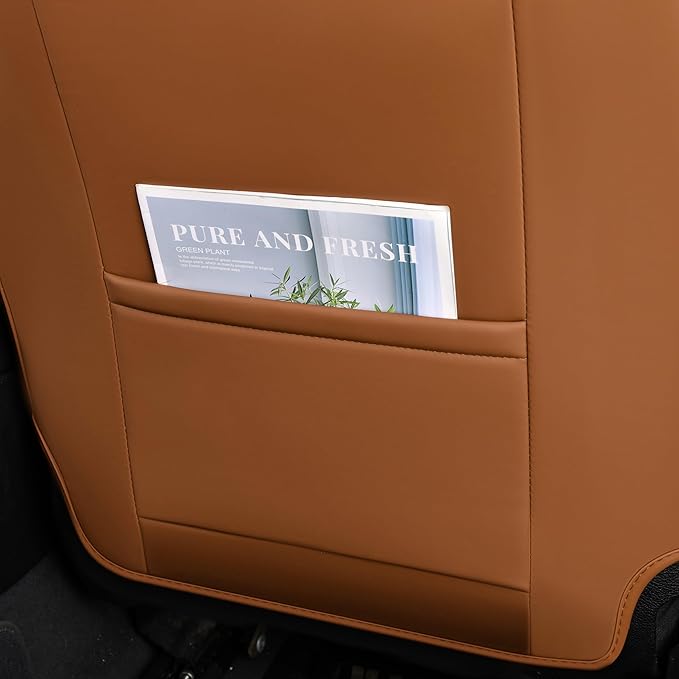 FLORICH Leather Seat Covers, 2 PCS Waterproof Front Car Cushions, Black and Brown Automotive Driver Covers Fit for Most Cars SUV Trucks
