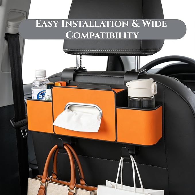 EZNFSW Car Organizers and Storage Box Behind Seat, Car Organizer Back Seat With Multiple Pockets, Hanging Car Seat Storage Travel Essentials, Snacks, Bottles (Black,2pcs)