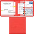 Cacturism Car Registration and Insurance Holder, Vehicle Glove Box Car Organizer Men Women Wallet Accessories Case for Cards, Essential Document, Driver License, Red