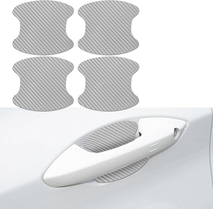 4PCS Car Door Handle Cup Scratch Protectors, Carbon Fiber Anti-Scratches Car Door Cup Protector, Universal Door Handle Protective Film, Car Door Handle Paint Cover Guard Pad for Most Car Handles