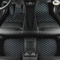 Custom Personalized Floor Mats for Cars，Luxury Full Coverage All Car Floor Mats，Anti-Slip Leather Car Mat Set ，Custom Floor Mats for 99% of Cars, Trucks & SUVs. (Black Blue)