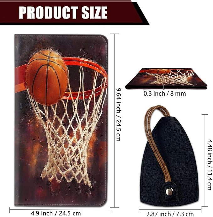 Car Document Holder with Magnetic Shut, Car Registration and Insurance Card Holder, Vehicle Glove Box Organizer Documents, Driver License, Auto Paperwork Organizer Wallet,Basketball Hoop + Basket