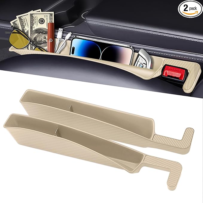 Car Seat Gap Filler Organizer, 2 Pack Car Front Seat Organizer Universal Fit Car SUV Truck, Auto Console Side Storage Box for Holding Phone, Glasses, Car Interior Accessories for Women Men