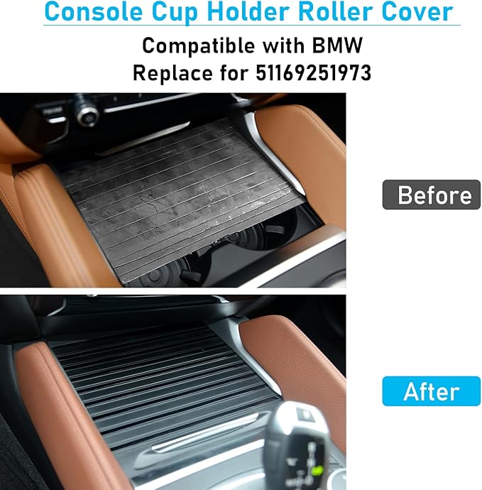 Jaronx Compatible with BMW Console Roller Blind Cover, X5 F15/ X6 F16 Cup Holder Sliding Cover, Center Console Sliding Shutters Compatible with BMW X5 F15 F85(2013-2017) / X6 F16 F86 (2014-2019)