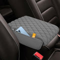 Upgraded Car Center Console Cover, Armrest Cover for Car, Waterproof Leather Auto Armrest Cover Protector with 2 Pocket, Comfortable Arm Rest Box Cushion Pad for Vehicles, Trucks (Grey)