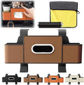 3-in-1 Car Backseat Organizer, Car Organizers and Storage Box with 2 Cup Holders & 4 Hooks, Multifunctional Car Seat Back Storage Box with Tissue Box, for Phone, Snacks, Drinks, Handbag (Brown, 1PC)