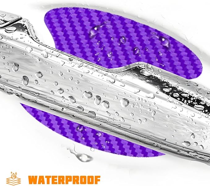 Car Door Handle Cup Protector, 4PCS Carbon Fiber Anti-Scratch Vehicle Door Handle Bowl Sticker, Self-Adhesive Automotive Paint Protective Film, Universal for SUV RV Truck (Purple)