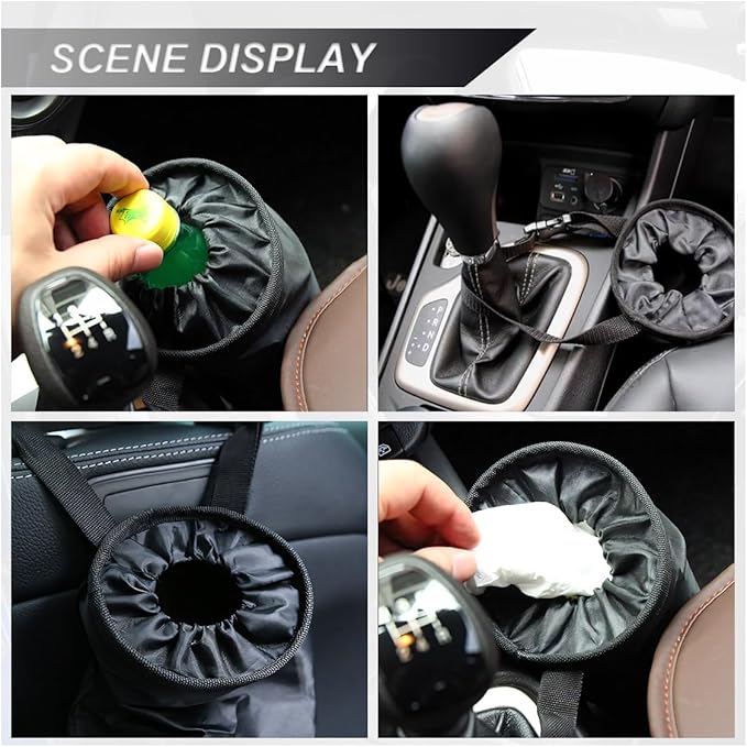 Car Trash Bag, Hanging Car Garbage Can with Elastic Opening, Portable Waterproof Collapsible Trash Can for Back Seat, Automotive Storage Organizer for Home, Outdoor (1PC)