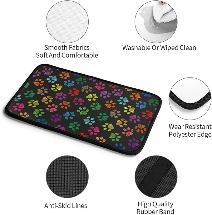 DORKEIXIA Dog Paw Prints Rainbow Colorful Foot Prints Auto Center Console Armrest Pad Universal Car Center Console Cover Seat Box Cover for Sedan, Van, SUV, Truck Car Accessorie
