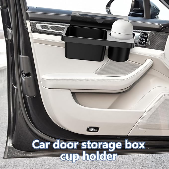 Car Window Multifunctional Organizer, Non-Slip Car Storage Tray Organizer Door Cup Holder and Side Hanging Storage Rack