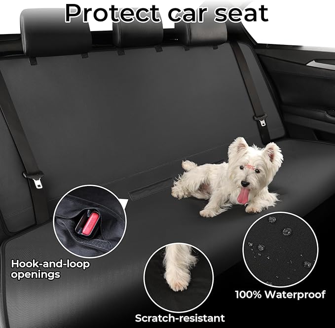 Xokaimeo Waterproof Car Seat Covers Black - Washable Rear Bench Car Seat Protectors with Anti Slip Bottom - Durable Auto Seat Cushions Universal Fit for Vehicles Cars SUV Trucks