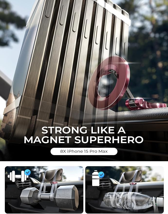 LISEN for iPhone 17 MagSafe Car Mount, Ultra Magnetic Phone Holder for Car Dashboard, Car Accessories for iPhone 16 Pro Max,Gifts for Men Women Him Her, Fit for iPhone17 Pro/air/Max 16 15 14 13 Red