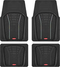Rubbermaid Car Floor Mats Full Set – Premium All-Weather Car Mat with Brushed Aluminum Inserts, Universal Trim-to-Fit Design, Anti-Slip Backing for Cars, SUVs, Trucks, and Vans