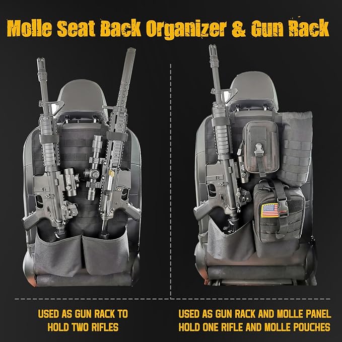 Tactical Car Seat Back Organizer, MOLLE Vehicle Seat Panel for Hunting Gear Storage, 1 Pack