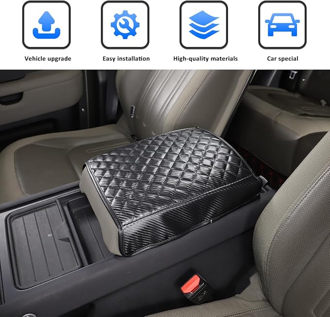 Car Center Console Pad for Land Rover Defender 2020-2023 Car Armrest Cover Leather Cushion Waterproof Auto Armrest Seat Box Protector Accessories (Carbon Fiber)